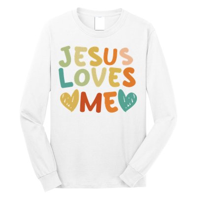 Groovy Jesus Loves Me Biblical Christian Church Retro Long Sleeve Shirt