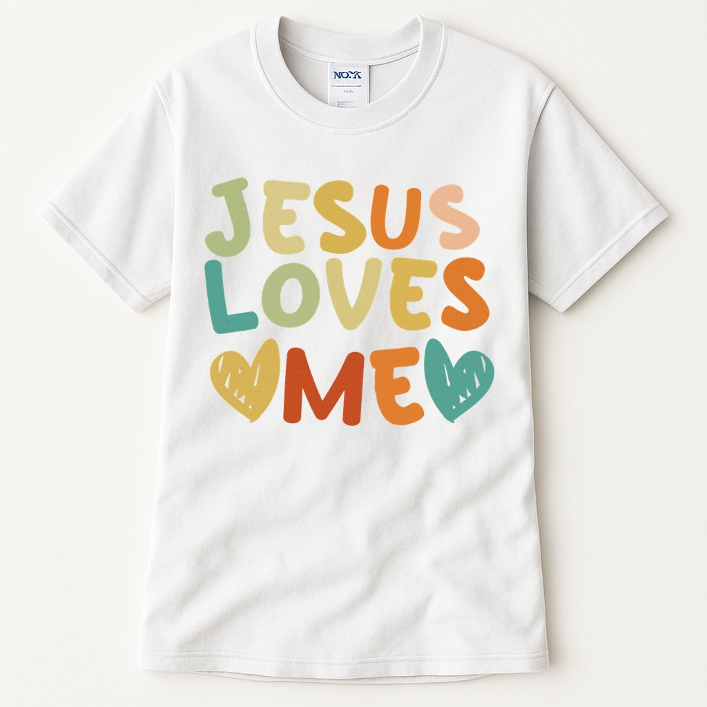 Groovy Jesus Loves Me Biblical Christian Church Retro Tall T-Shirt