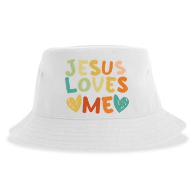 Groovy Jesus Loves Me Biblical Christian Church Retro Sustainable Bucket Hat