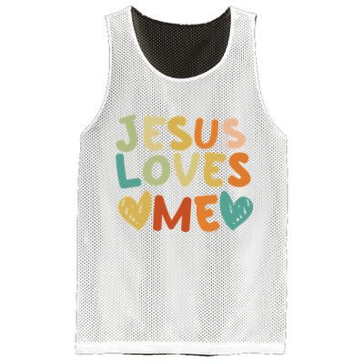 Groovy Jesus Loves Me Biblical Christian Church Retro Mesh Reversible Basketball Jersey Tank