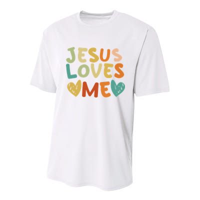 Groovy Jesus Loves Me Biblical Christian Church Retro Youth Performance Sprint T-Shirt