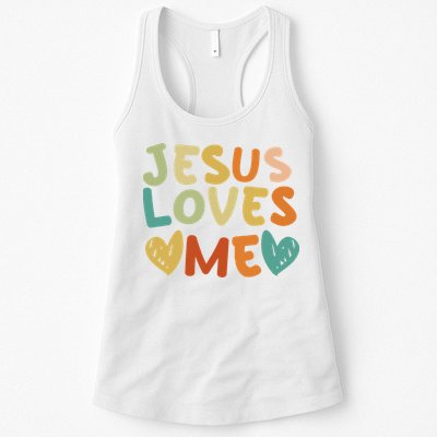 Groovy Jesus Loves Me Biblical Christian Church Retro Womens Tank Top