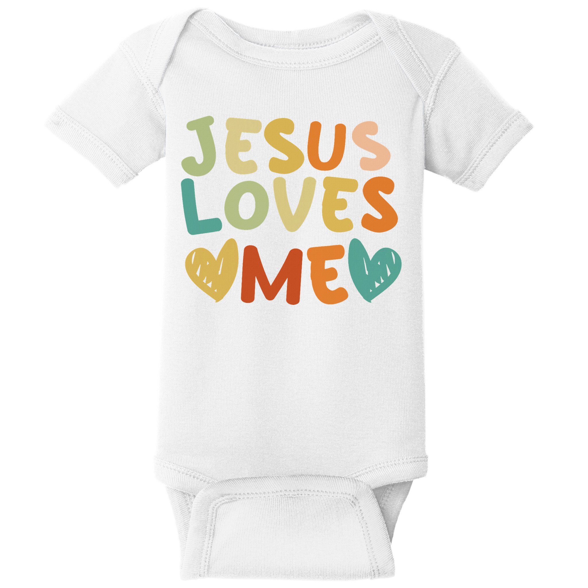 Groovy Jesus Loves Me Biblical Christian Church Retro Baby Bodysuit