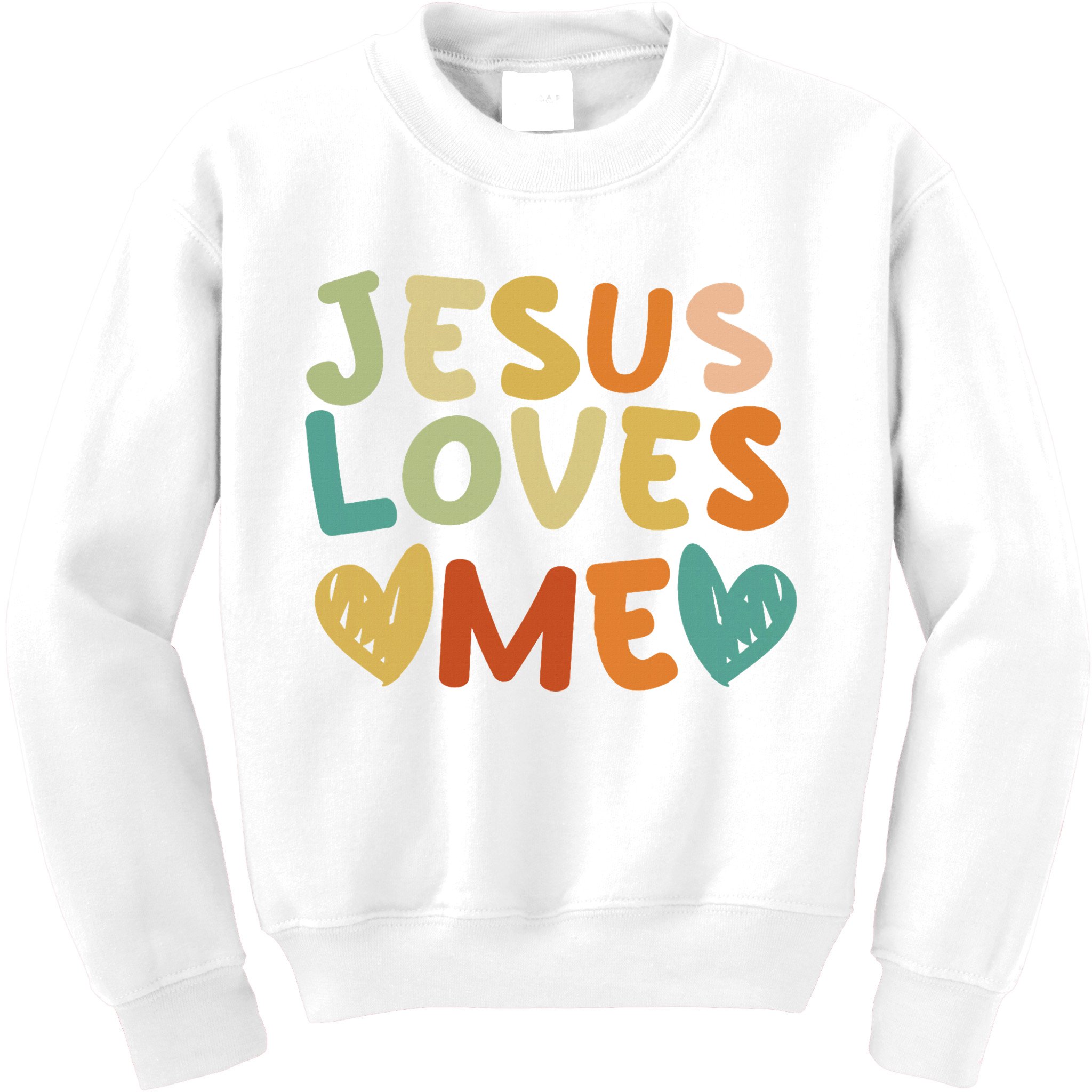 Groovy Jesus Loves Me Biblical Christian Church Retro Kids Sweatshirt