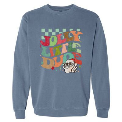 Groovy Jolly Little Dude Retro Christmas Garment-Dyed Sweatshirt