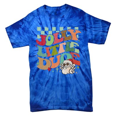 Groovy Jolly Little Dude Retro Christmas Tie-Dye T-Shirt