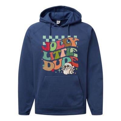 Groovy Jolly Little Dude Retro Christmas Performance Fleece Hoodie