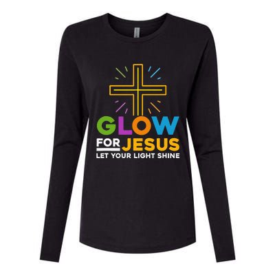 Glowfor Jesus Let Your Light Shine Faith Cross Christian Womens Cotton Relaxed Long Sleeve T-Shirt