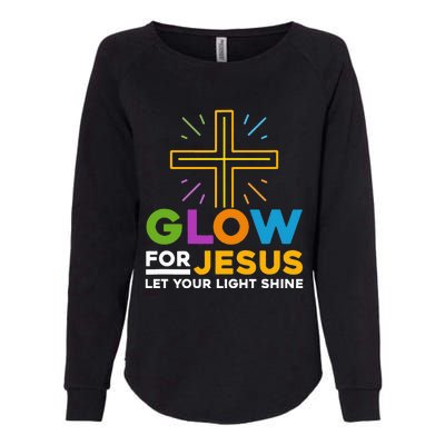 Glowfor Jesus Let Your Light Shine Faith Cross Christian Womens California Wash Sweatshirt