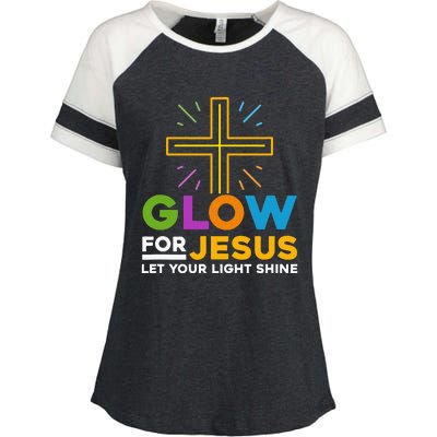 Glowfor Jesus Let Your Light Shine Faith Cross Christian Enza Ladies Jersey Colorblock Tee