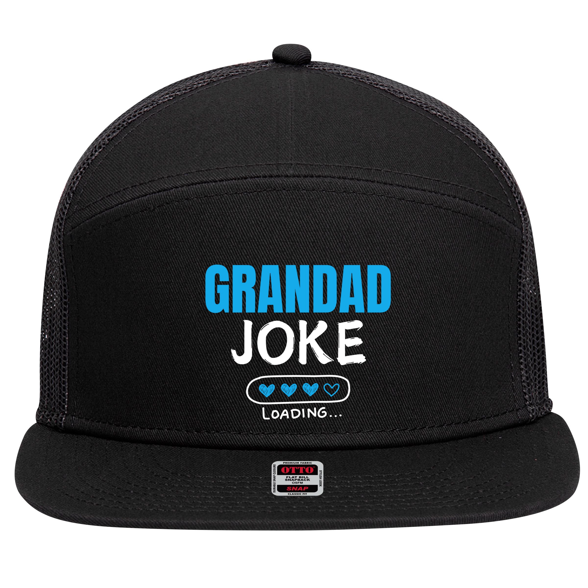 Grandad Joke Loading Funny Grandad Fathers Day 7 Panel Mesh Trucker Snapback Hat