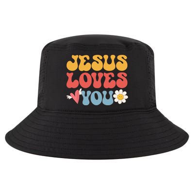 Groovy Jesus Loves You Christian 70s Hippie Cool Comfort Performance Bucket Hat
