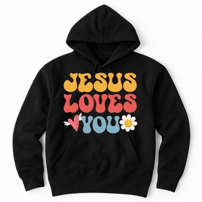 Groovy Jesus Loves You Christian 70s Hippie Hoodie