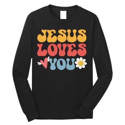 Groovy Jesus Loves You Christian 70s Hippie Long Sleeve Shirt