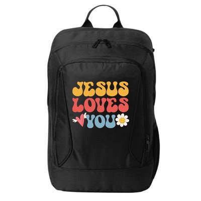 Groovy Jesus Loves You Christian 70s Hippie City Backpack