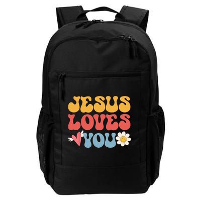 Groovy Jesus Loves You Christian 70s Hippie Backpack