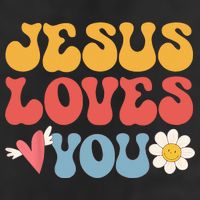 Groovy Jesus Loves You Christian 70s Hippie Beanie