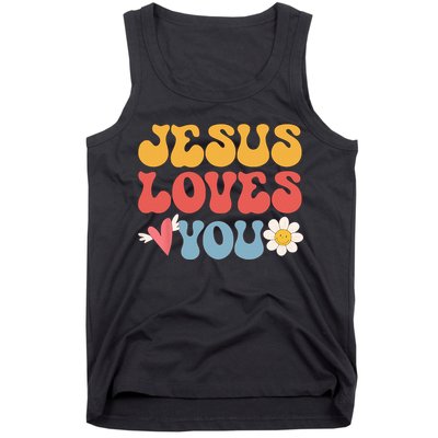 Groovy Jesus Loves You Christian 70s Hippie Tank Top