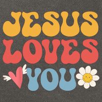 Groovy Jesus Loves You Christian 70s Hippie Cotton Canvas Backpack