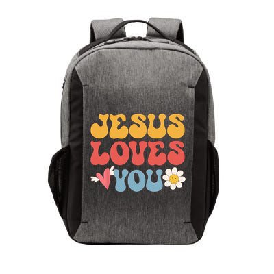 Groovy Jesus Loves You Christian 70s Hippie Vector Backpack