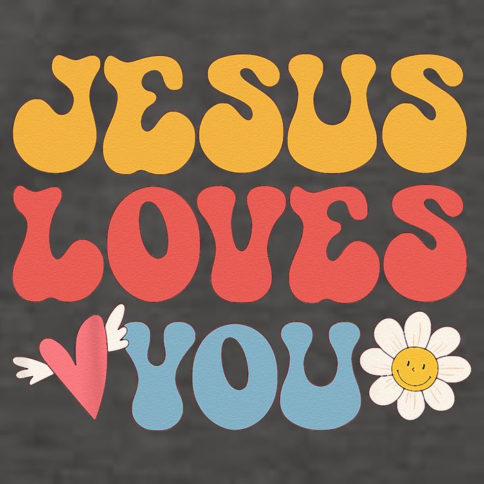 Groovy Jesus Loves You Christian 70s Hippie Vector Backpack