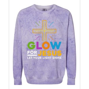 Glowfor Jesus Let Your Light Shine Faith Cross Christian Colorblast Crewneck Sweatshirt