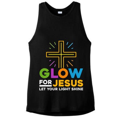 Glowfor Jesus Let Your Light Shine Faith Cross Christian Ladies PosiCharge Tri-Blend Wicking Tank