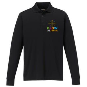 Glowfor Jesus Let Your Light Shine Faith Cross Christian Performance Long Sleeve Polo