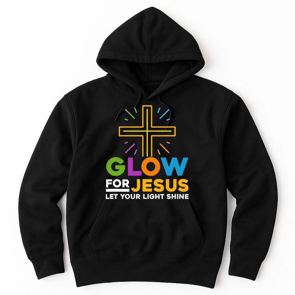 Glowfor Jesus Let Your Light Shine Faith Cross Christian Hoodie