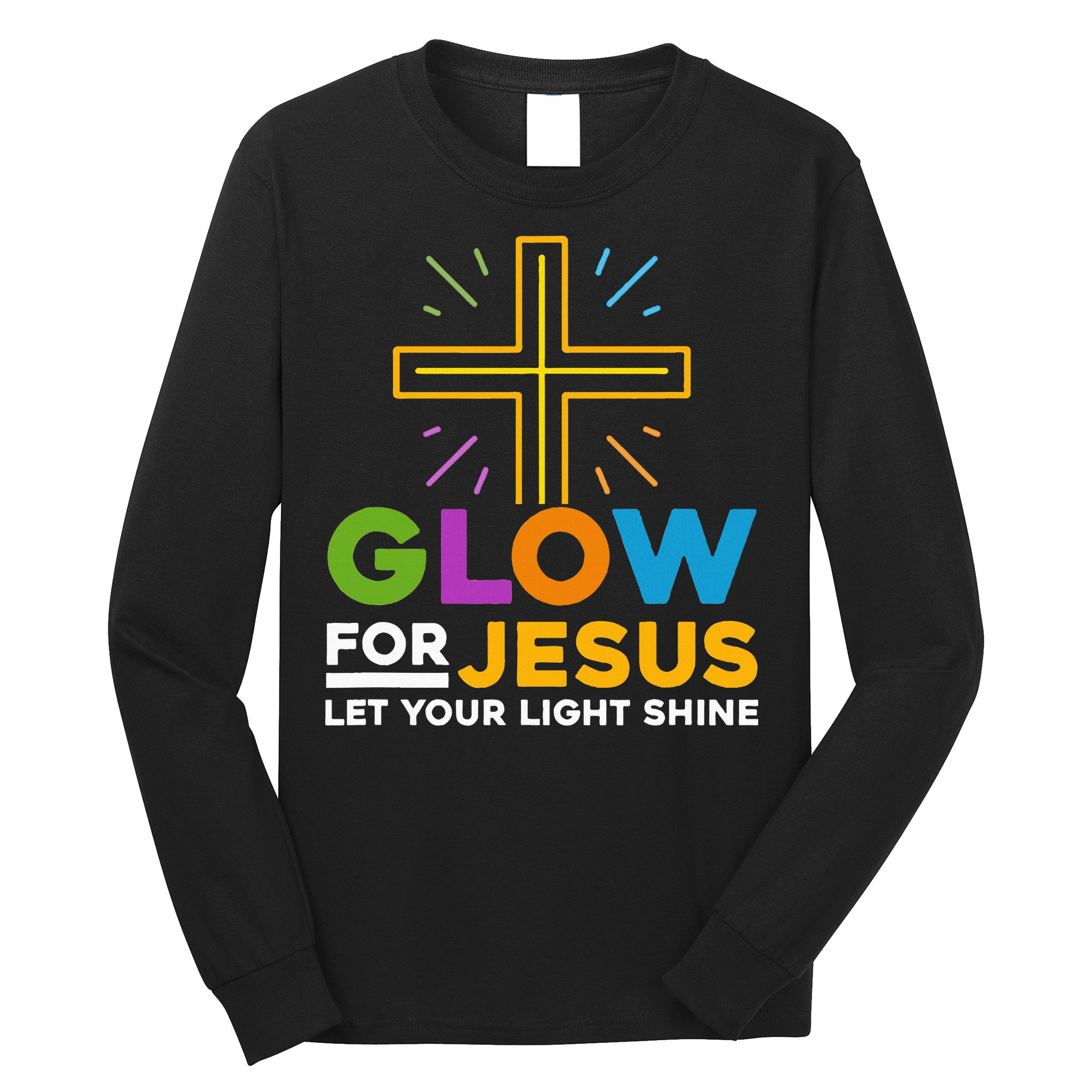Glowfor Jesus Let Your Light Shine Faith Cross Christian Long Sleeve Shirt