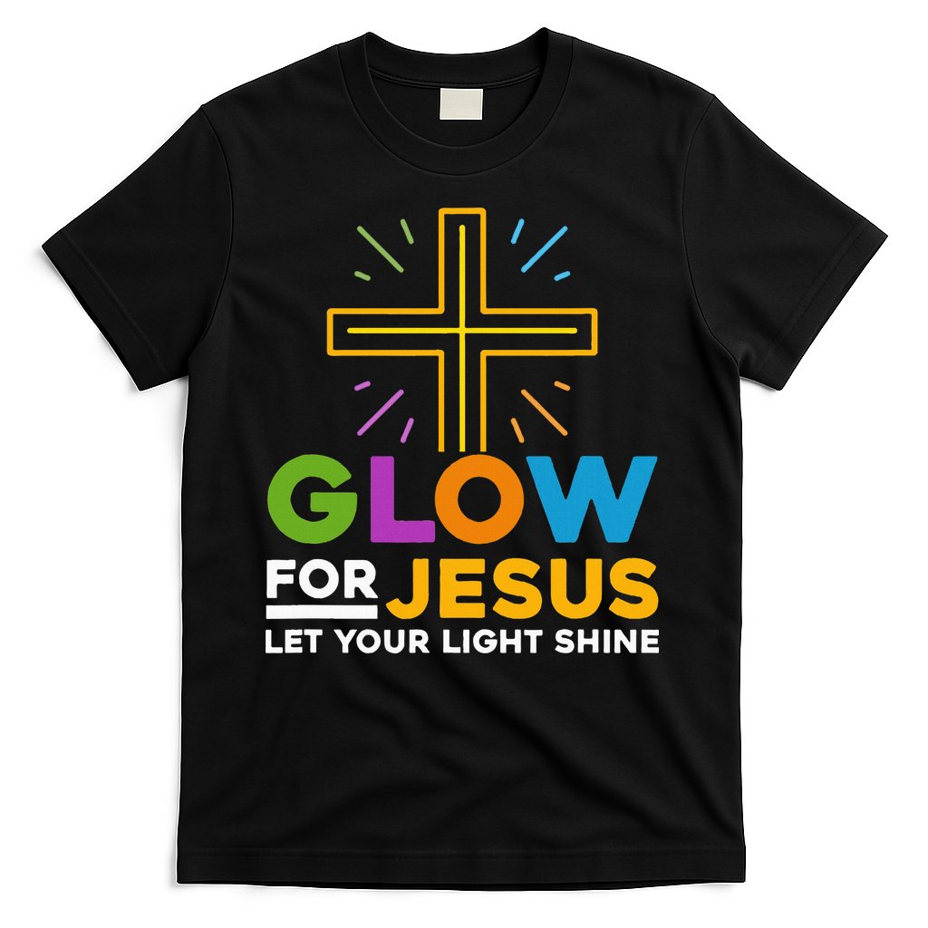 Glowfor Jesus Let Your Light Shine Faith Cross Christian T-Shirt