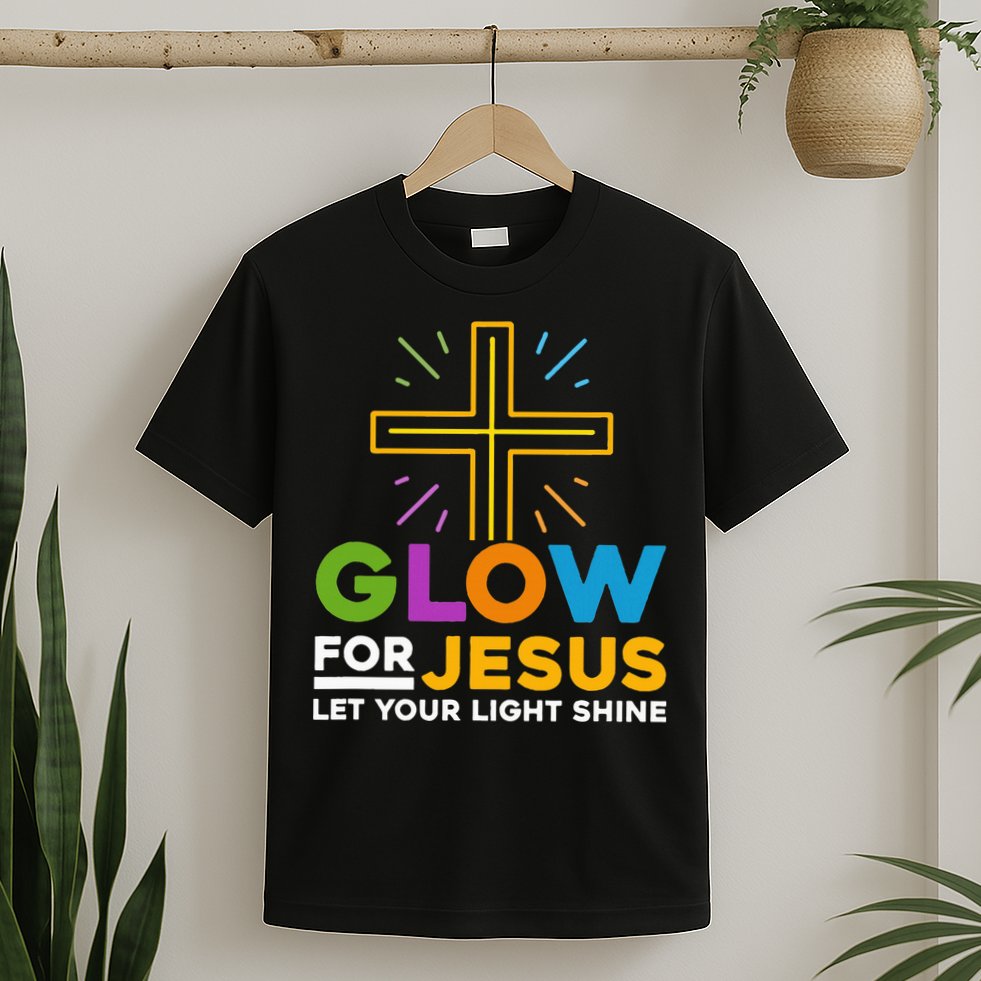 Glowfor Jesus Let Your Light Shine Faith Cross Christian T-Shirt