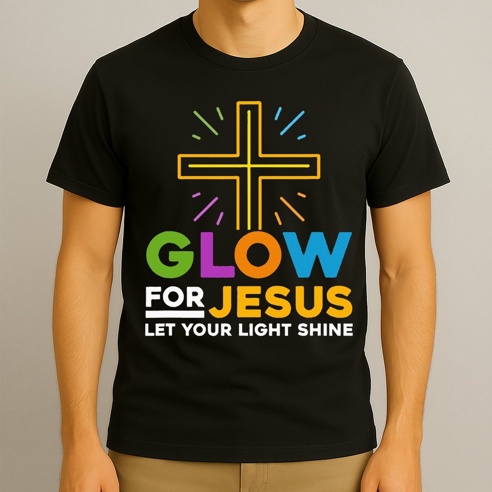 Glowfor Jesus Let Your Light Shine Faith Cross Christian T-Shirt