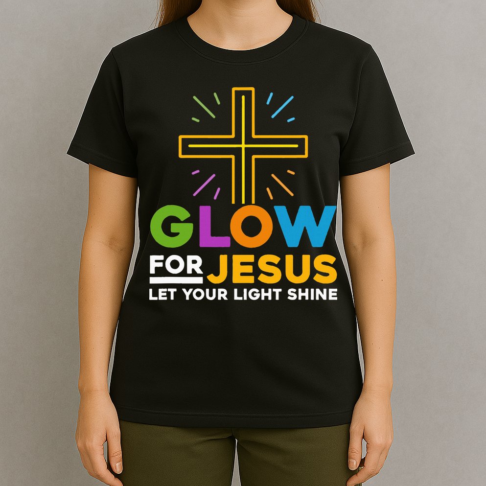 Glowfor Jesus Let Your Light Shine Faith Cross Christian T-Shirt