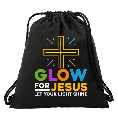 Glowfor Jesus Let Your Light Shine Faith Cross Christian Drawstring Bag