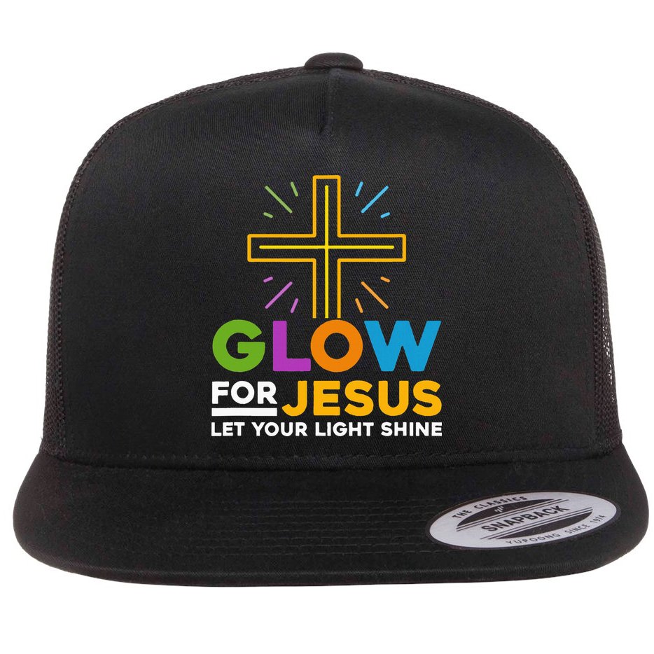 Glowfor Jesus Let Your Light Shine Faith Cross Christian Flat Bill Trucker Hat