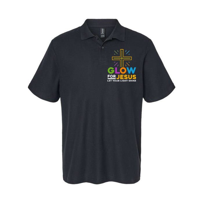 Glowfor Jesus Let Your Light Shine Faith Cross Christian Softstyle Adult Sport Polo