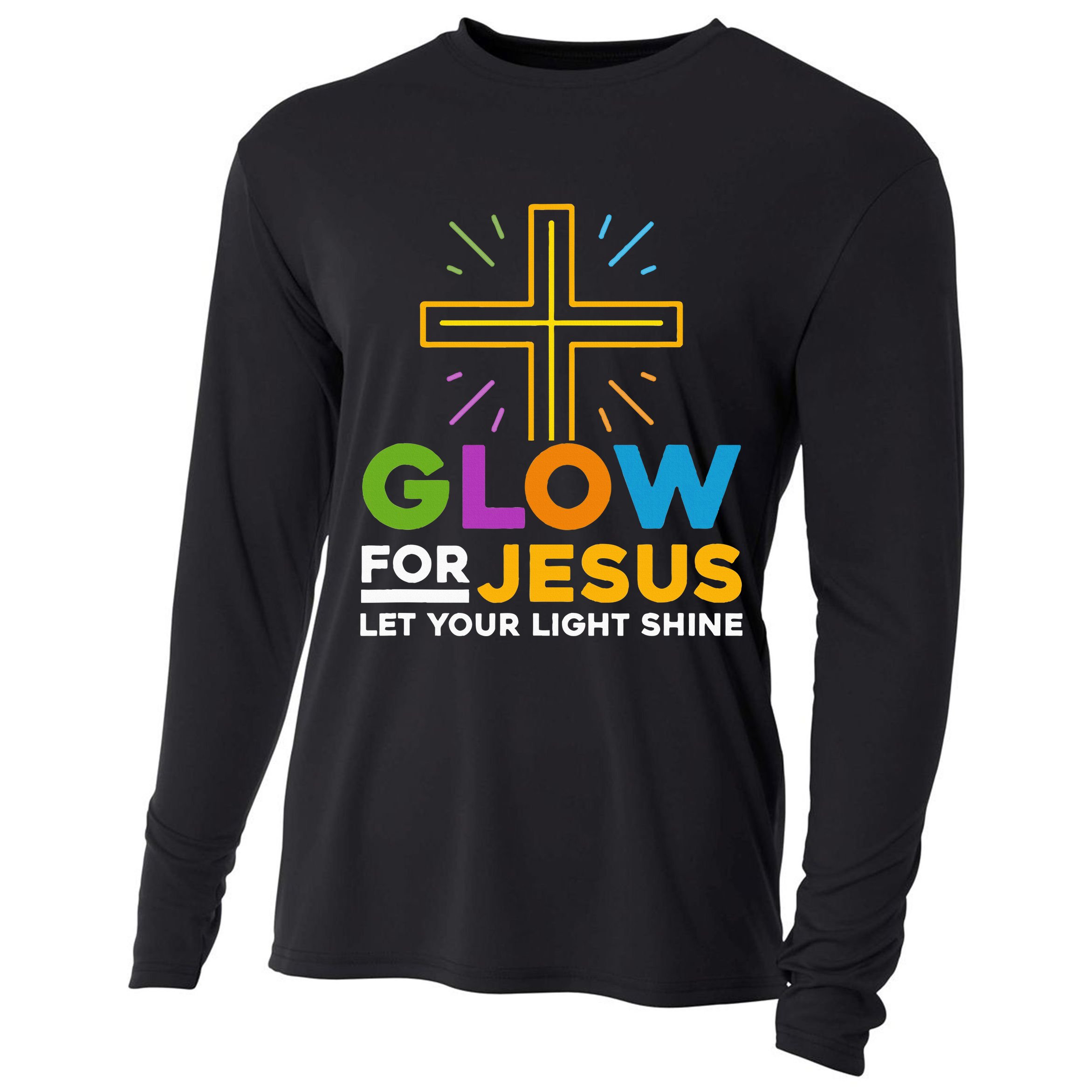 Glowfor Jesus Let Your Light Shine Faith Cross Christian Cooling Performance Long Sleeve Crew