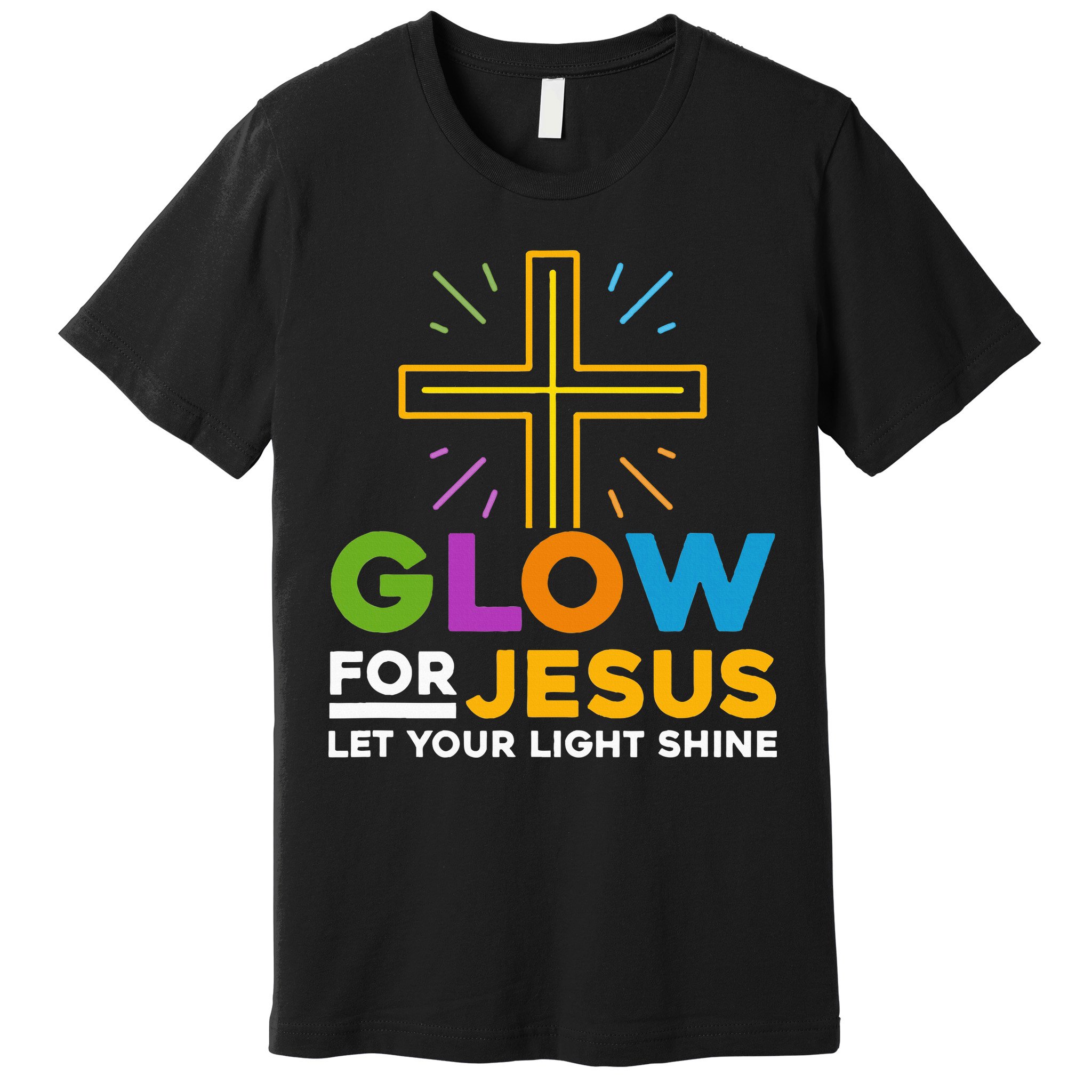 Glowfor Jesus Let Your Light Shine Faith Cross Christian Premium T-Shirt