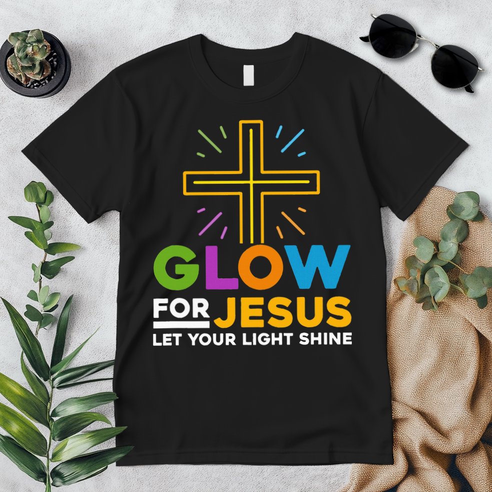 Glowfor Jesus Let Your Light Shine Faith Cross Christian Premium T-Shirt