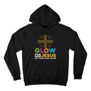 Glowfor Jesus Let Your Light Shine Faith Cross Christian Tall Hoodie