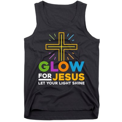 Glowfor Jesus Let Your Light Shine Faith Cross Christian Tank Top