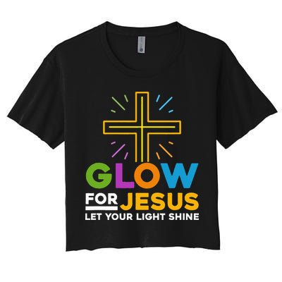 Glowfor Jesus Let Your Light Shine Faith Cross Christian Women's Crop Top Tee