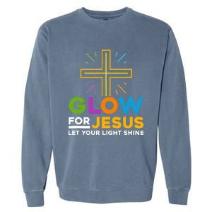 Glowfor Jesus Let Your Light Shine Faith Cross Christian Garment-Dyed Sweatshirt