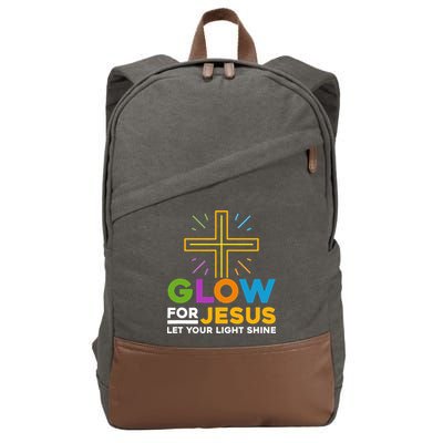 Glowfor Jesus Let Your Light Shine Faith Cross Christian Cotton Canvas Backpack
