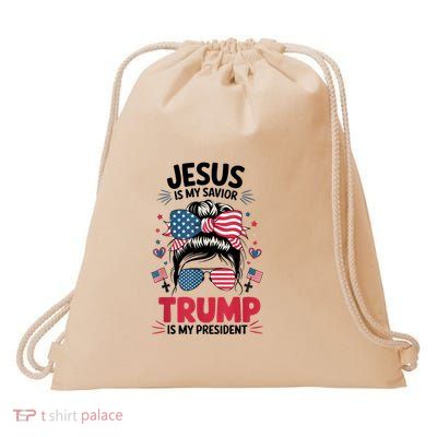 Girl Jesus My Savior Trump President Christian Drawstring Bag