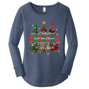 Grandma Joyful Merry Blessed Christmas Trees Buffalo Plaid Funny Gift Women's Perfect Tri Tunic Long Sleeve Shirt