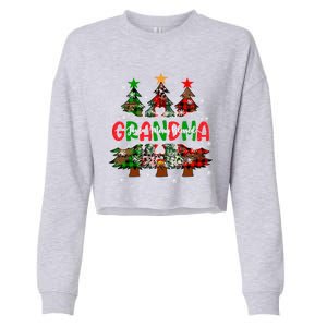 Grandma Joyful Merry Blessed Christmas Trees Buffalo Plaid Funny Gift Cropped Pullover Crew