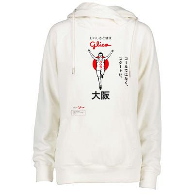 Glico Japanese Running Man Osaka Aesthetic Design Womens Funnel Neck Pullover Hood