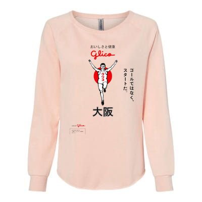 Glico Japanese Running Man Osaka Aesthetic Design Womens California Wash Sweatshirt